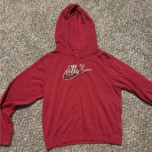 Nike Red Hoodie with Relaxed Fit and Iconic Logo
